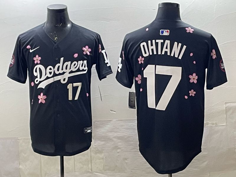 Men 2025 Nike Los Angeles Dodgers #17 Ohtani Black Game MLB Jersey 07